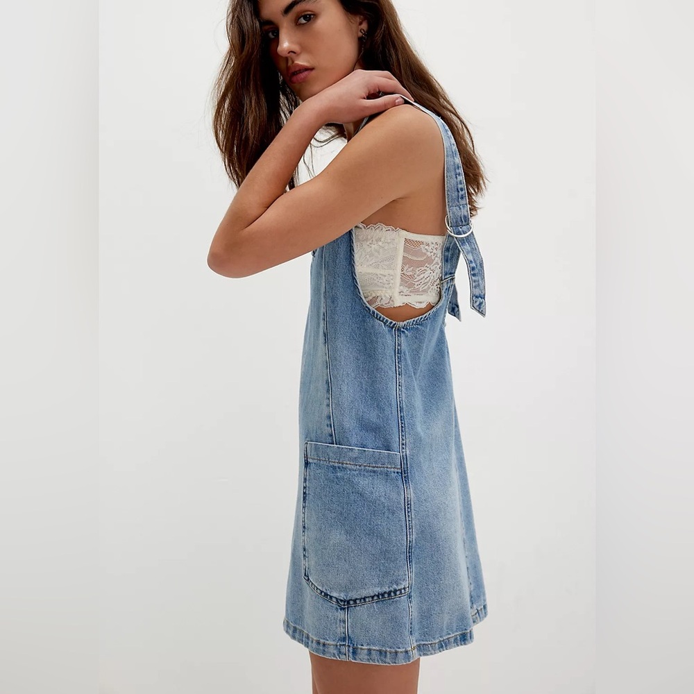 We The Free Blue Denim Mini Dress